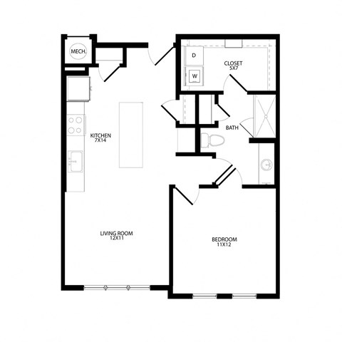 a floor plan of a house with a bedroom and a living room